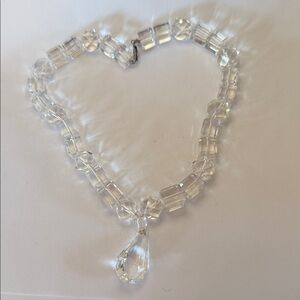 Vintage clear crystal drop necklace